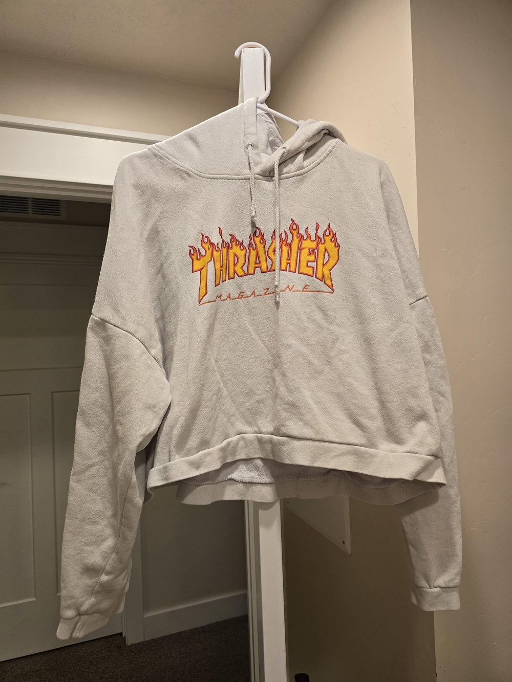 Thrasher Flame Logo Cropped Hoodie